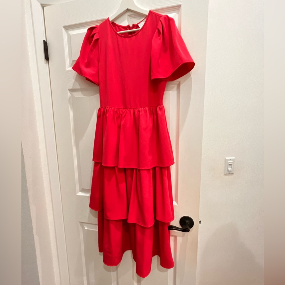 Pink tiered ruffle dress